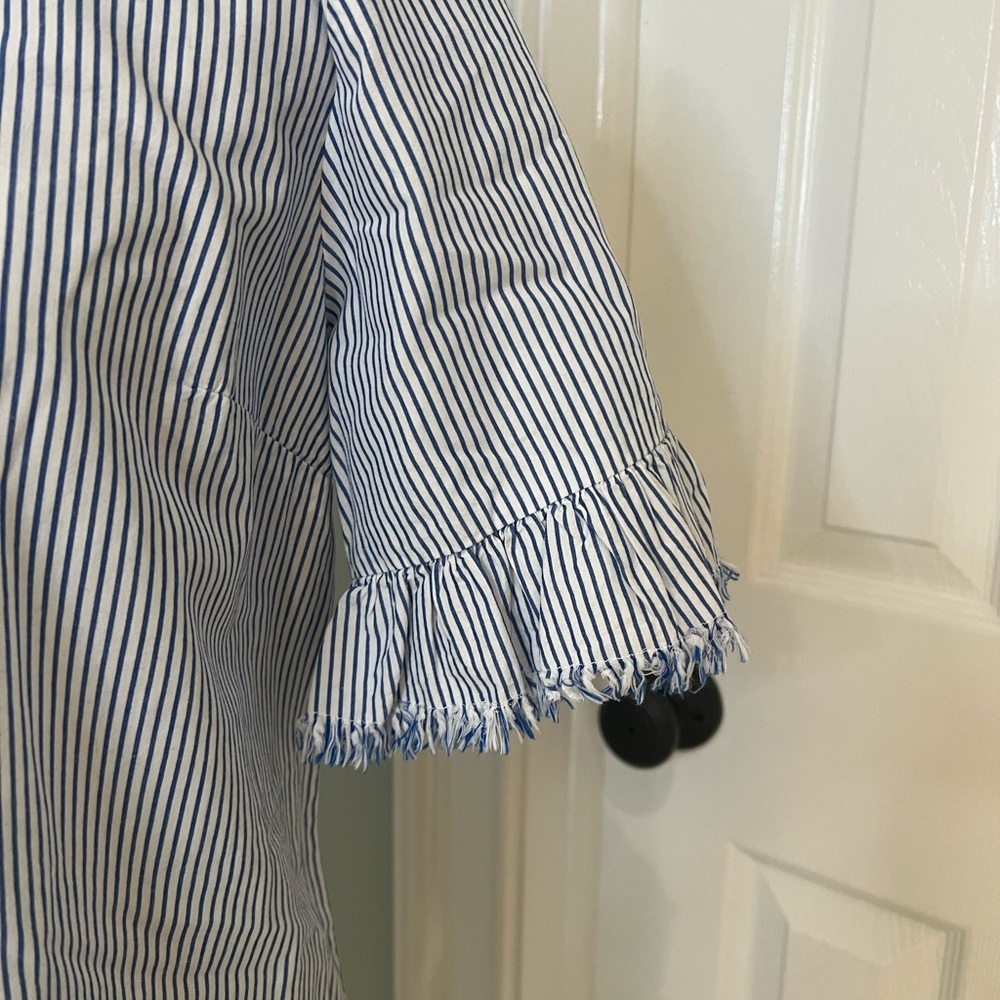 Beach lunch lounge cotton blue/white striped dress | size S | Never Worn - Picture 8 of 11